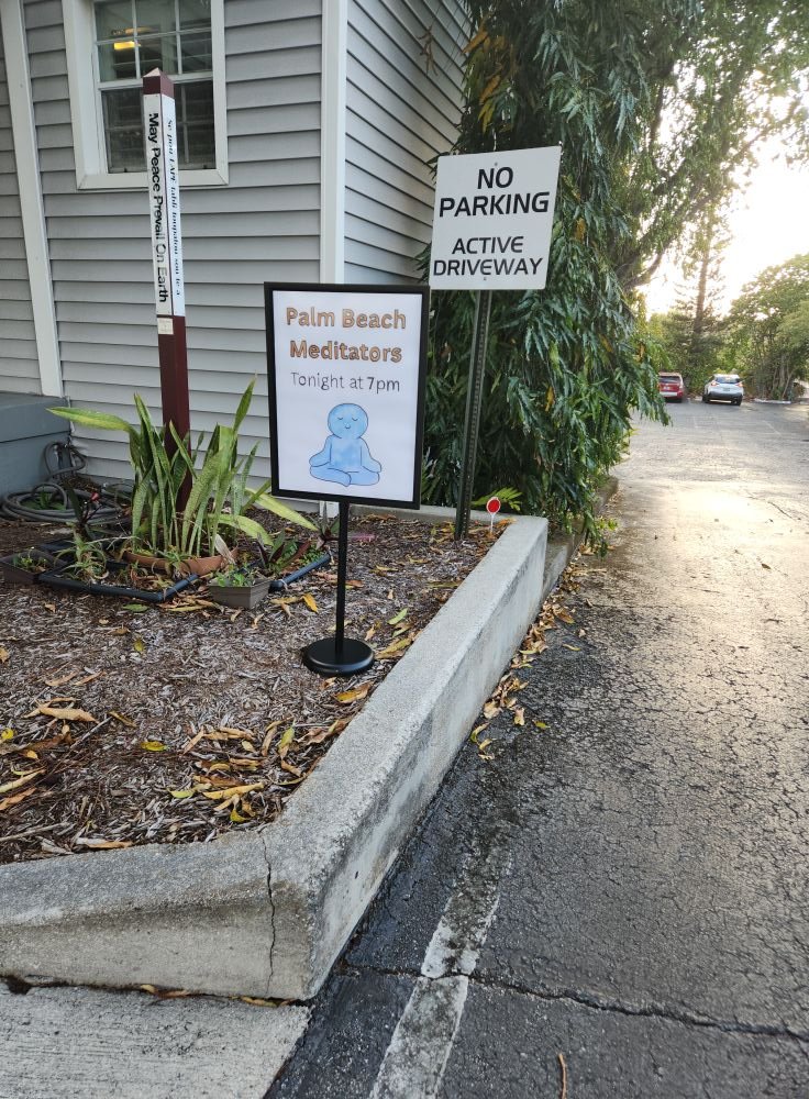 Sign leading to group meditation in Lake Worth